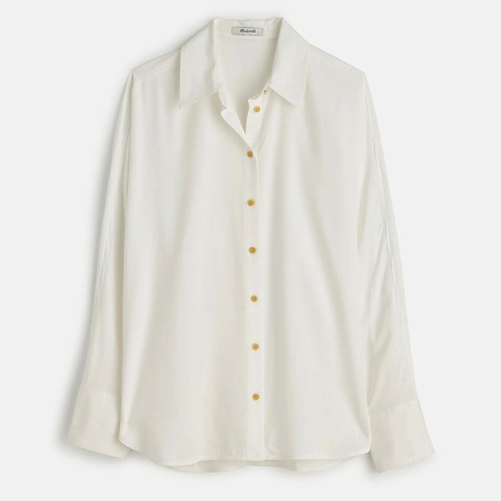 Madewell Button Down Women L White Relaxed Dolman Long Sleeve‎ Clean Girl NWT